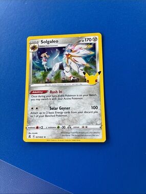 Pokemon Solgaleo Trading Card - Yellow Border, White & Blue Artwork